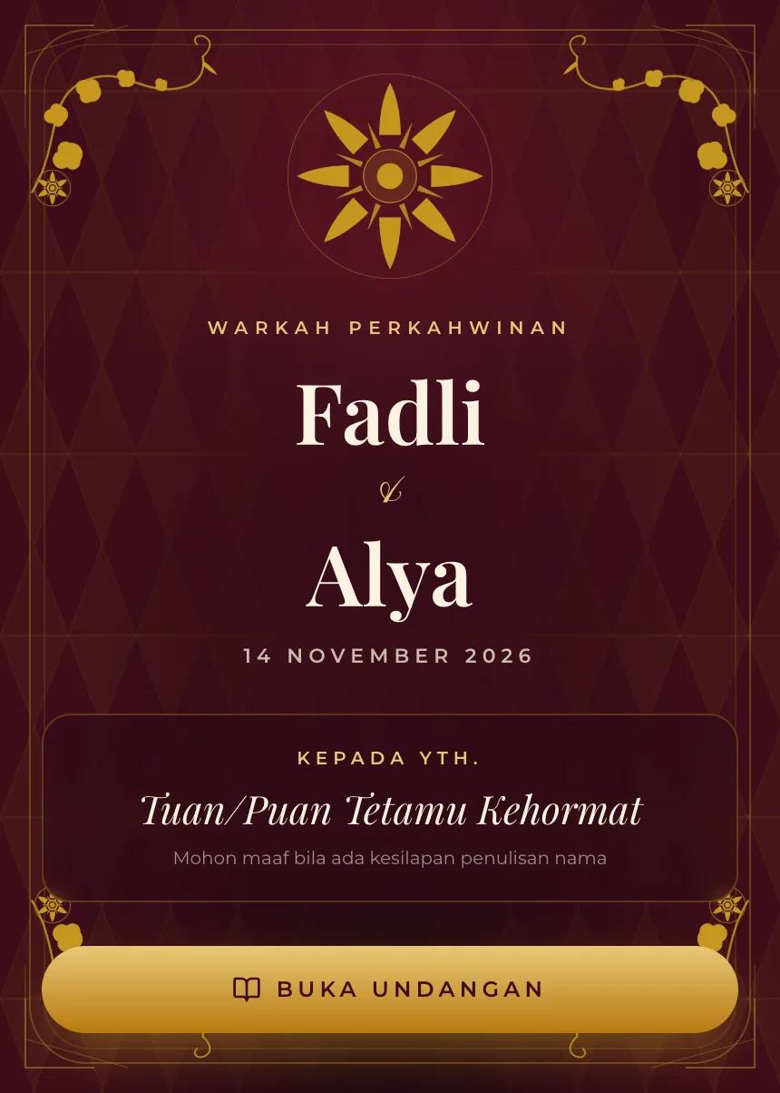 Preview template undangan Adat Melayu Songket
