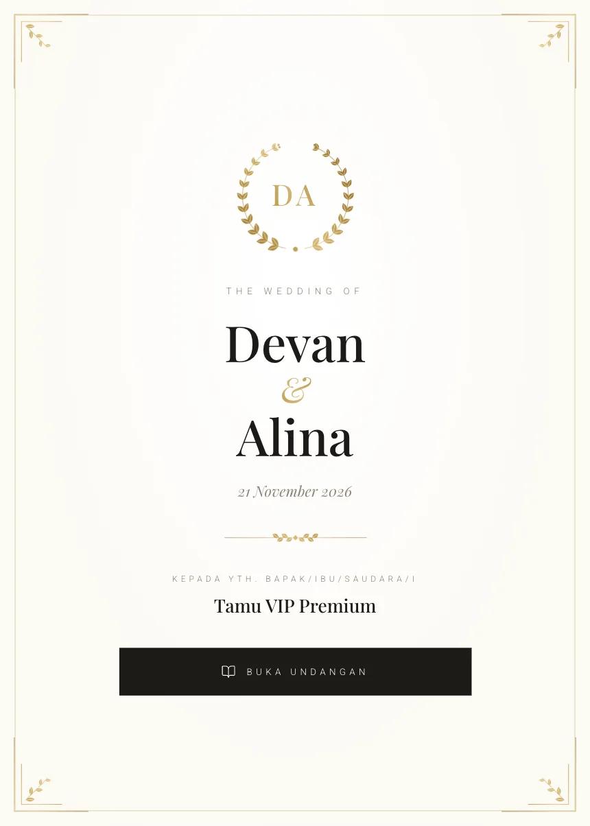 Preview template undangan Minimalist Gold