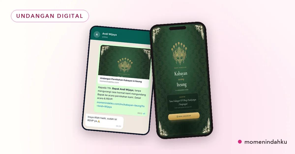 Link undangan digital dibagikan melalui WhatsApp dengan pesan yang elegan