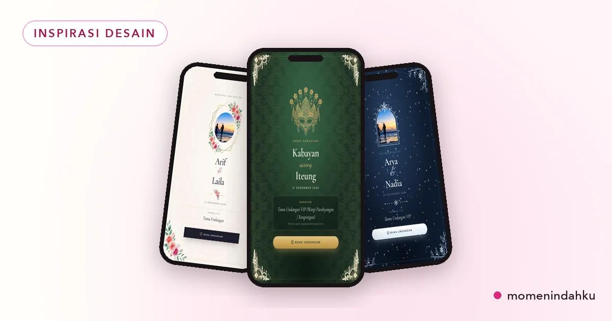 Pilihan template undangan digital pernikahan di layar laptop dan ponsel